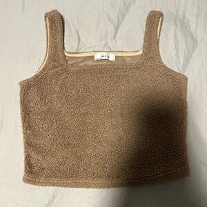 Sadie & Sage Tan Sherpa Crop Top